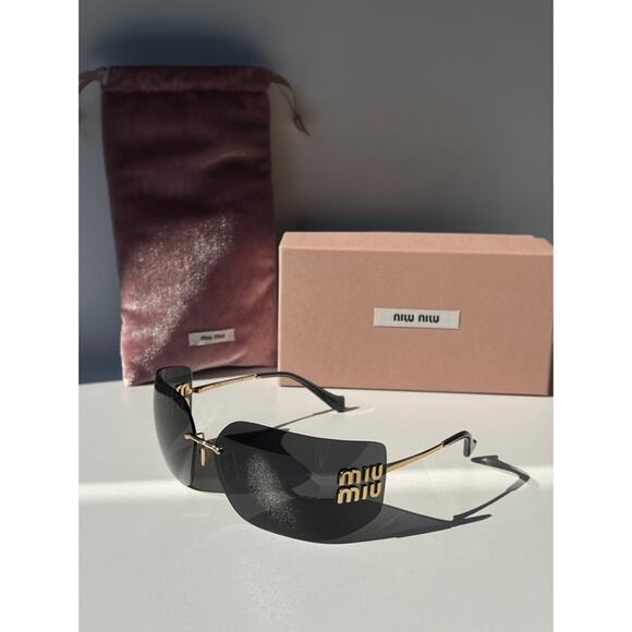 NEW Miu Miu MU54YS Dark Grey Shield Mask Sunglasses $610 - Picture 11 of 15